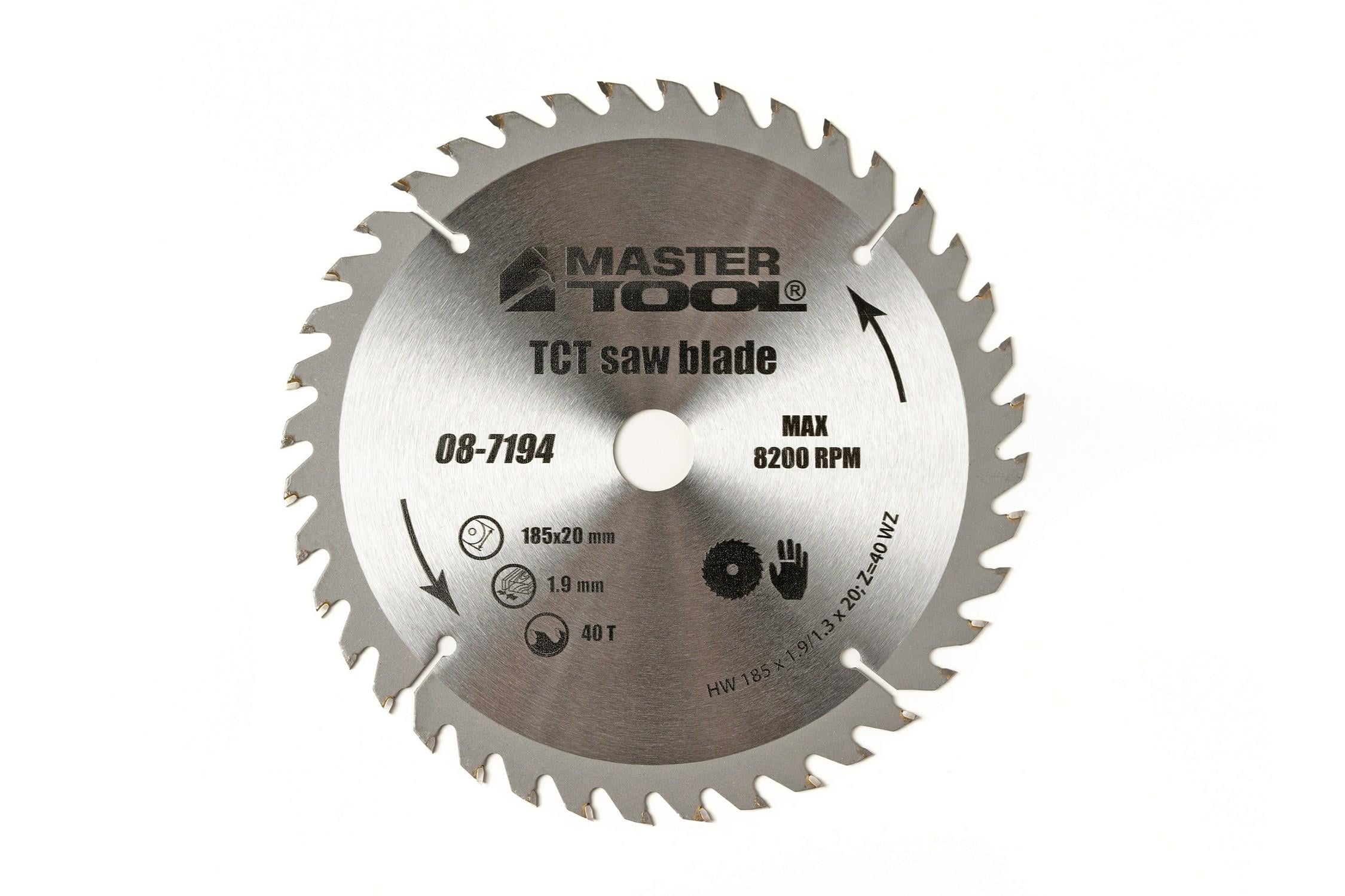 Диск пильний для дерева MASTERTOOL з твердосплавними напайками 185x20x40T адаптер 20-16 (08-7194)