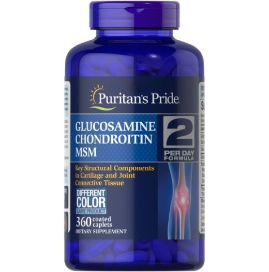 Добавка натуральная Хондропротектор Puritans Pride Glucosamine Chondroitin MSM 2 Per Day Formula 360 Caplets