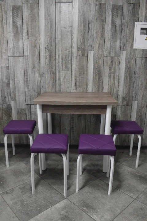 Кухонний комплект Оскар стіл розкладний/табурети 4 шт. Tutti Lux 60х80/80х120х75 см Трюфель/Фіолетовий (28375032)