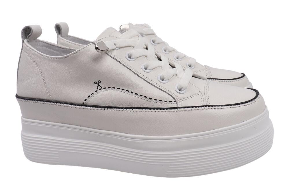Кеды женские Berkonty из кожи на платформе на шнуровке Белый (320-21DTC 39)