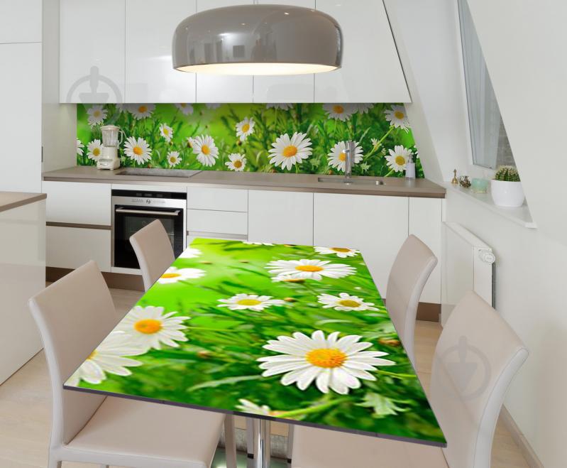 Наклейка 3Д виниловая на стол Zatarga «Ромашечный рай» 650х1200 мм для домов, квартир, столов, кофейн, кафе
