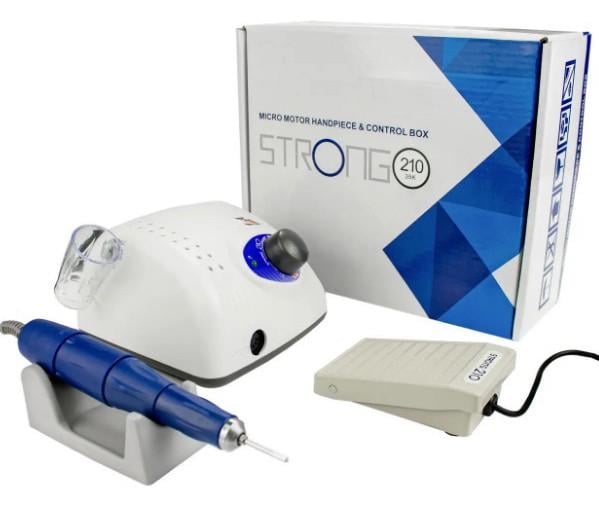 Фрезер для манікюру професійний Strong 210 65 Вт 40000 оборотів з педаллю та насадками Білий (1790353923)