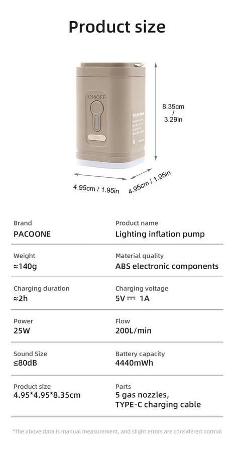 Насос туристический аккумуляторный с фонариком и набором насадок Койот (27617557) - фото 3 Насос туристический аккумуляторный с фонариком и набором насадок Койот (27617557) - фото 3