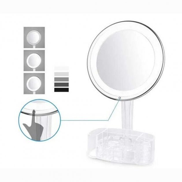 Дзеркало кругле XH-086 з LED підсвічуванням та органайзером (14825) - фото 7 Дзеркало кругле XH-086 з LED підсвічуванням та органайзером (14825) - фото 7