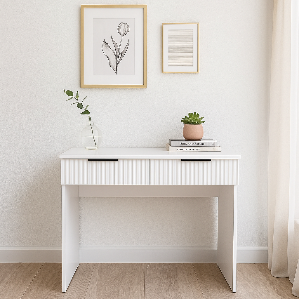 Стіл письмовий СП5 2Я SENAM 780х900х500 мм корпус ДСП Білий фасад МДФ фарба RAL9003 Білий фрезерерування Плаше Грос