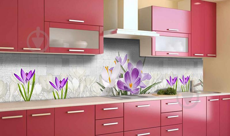 Наклейка виниловая кухонный фартук  Zatarga  "Крокусы под плитку "  600х2500 мм