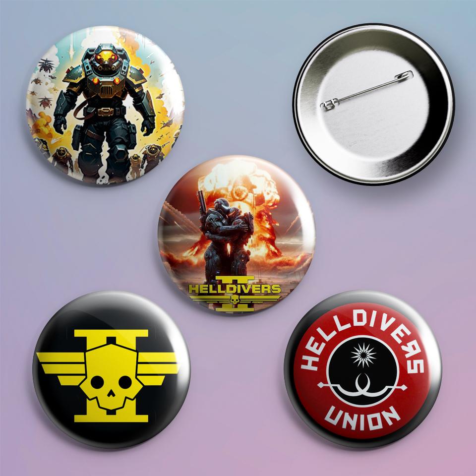 Значки на рюкзак с принтом игры Helldivers 2 4 шт.