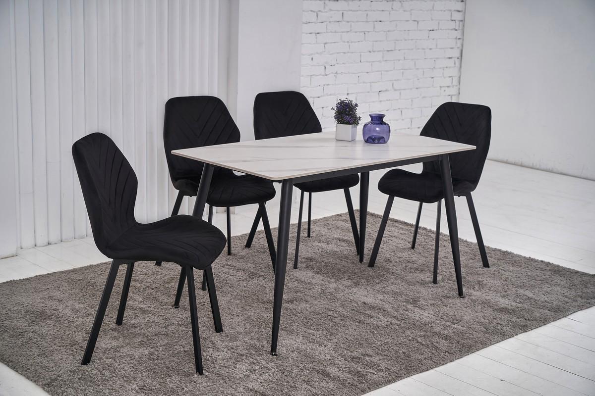 Стол обеденный керамический Ветро 1300х700х750 мм Мраморно бело/черный (TМ-100) - фото 5 Стол обеденный керамический Ветро 1300х700х750 мм Мраморно бело/черный (TМ-100) - фото 5