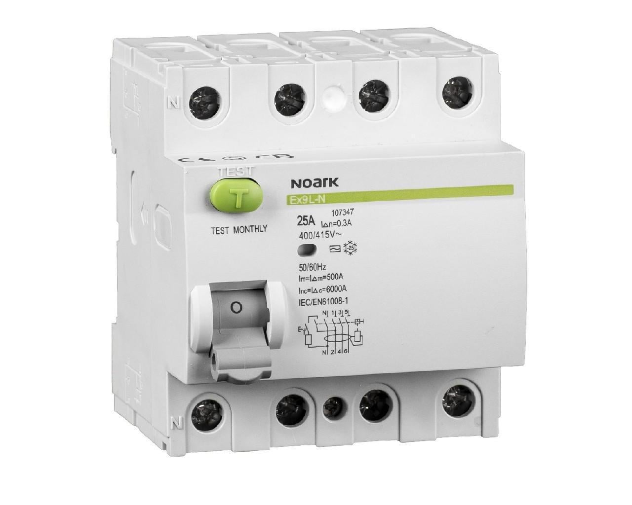 Дифференциальный выключатель УЗО NOARK Ex9L-N 4P 40A 30mA 6kA (00000020685)