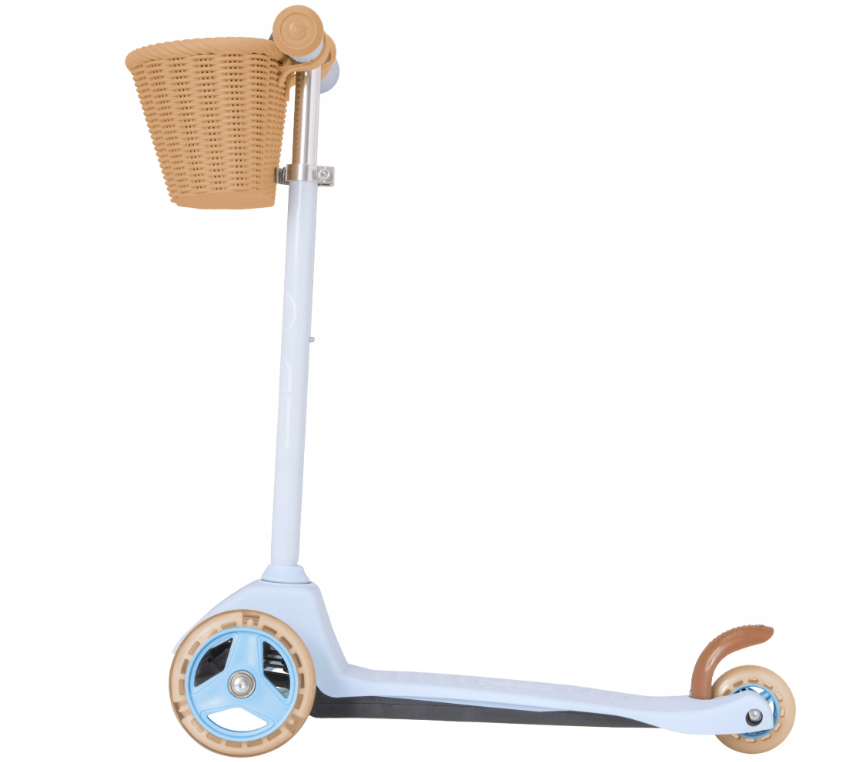 Самокат детский трехколесный/регулируемый с корзиной Голубой (100830)