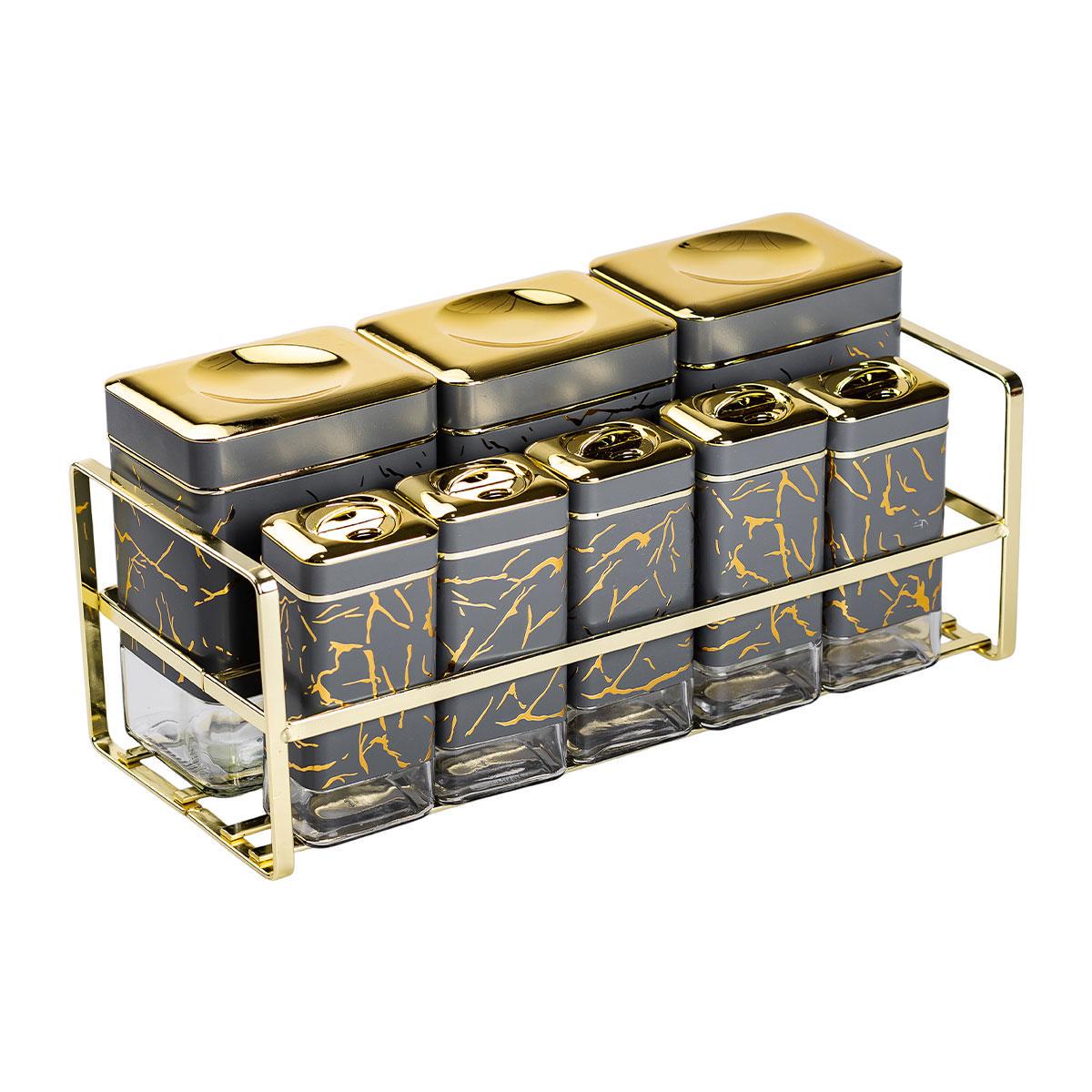 Набір для приправ та спецій на підставці з кришками 8 шт. Сірий (HP-1366) - фото 2