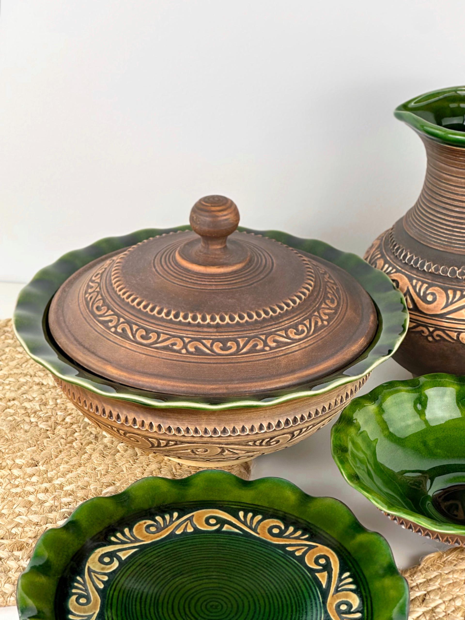 Набор глиняной посуды для вареников на 4 человек Гражда Коричневый (17019-12) - фото 4 Набор глиняной посуды для вареников на 4 человек Гражда Коричневый (17019-12) - фото 4