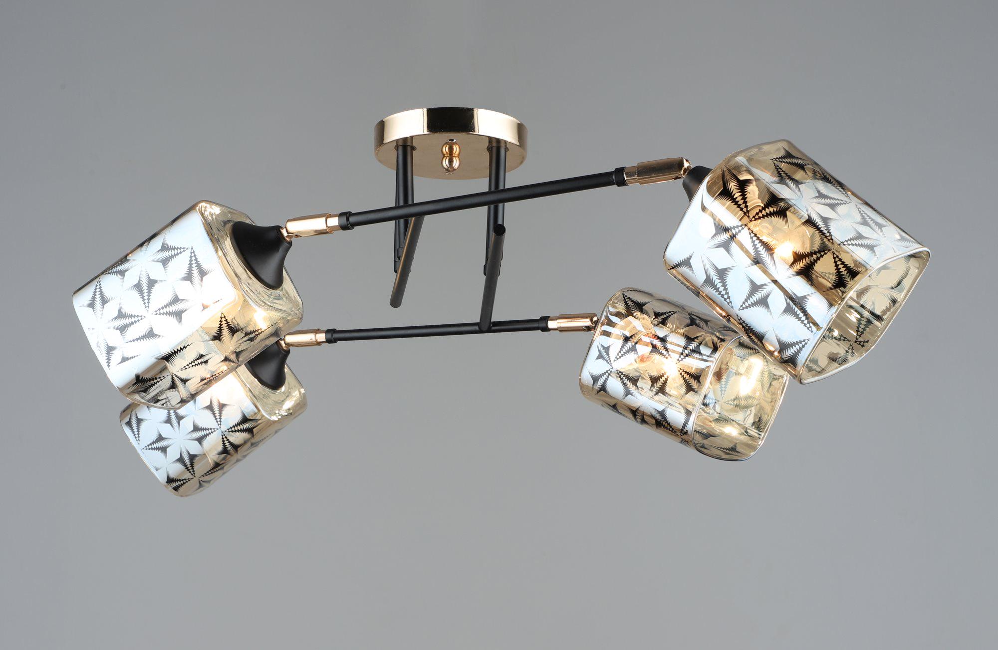 Люстра потолочная Sirius B A4084/4 BK+FGD с поворотными плафонами