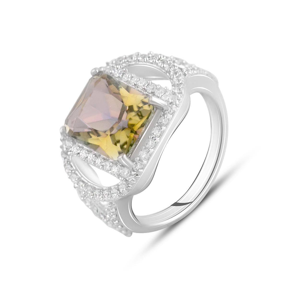 Кольцо серебряное с цитрином nano 3,577 ct 4,34 г р. 17 (2123170)