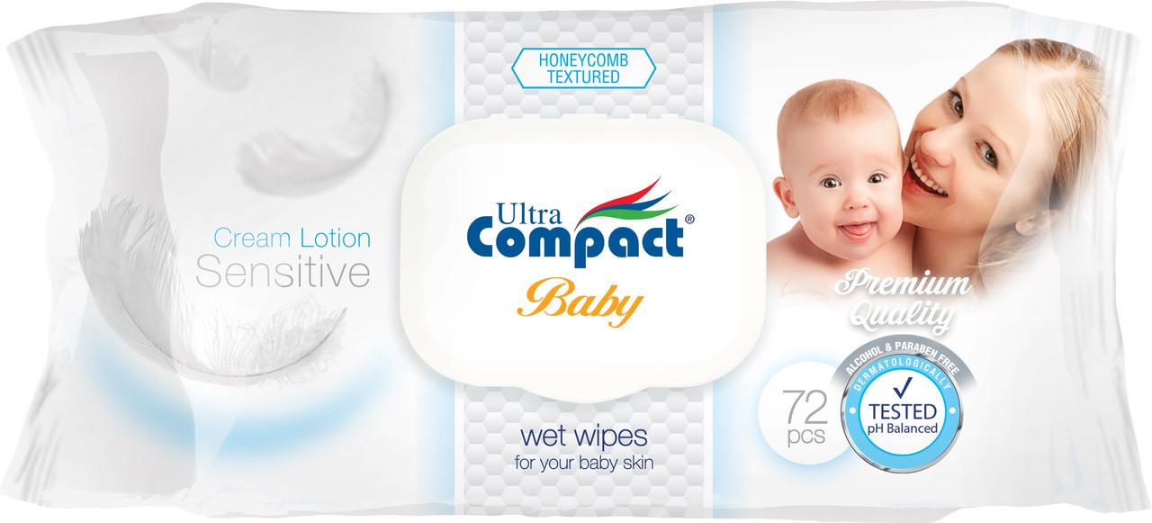 Вологі серветки дитячі Ultra Compact Сенсетів з клапаном 72 шт. (2321564349)