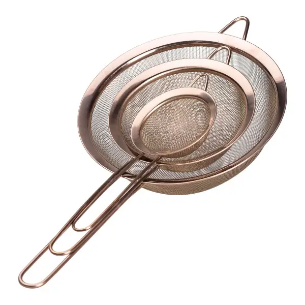 Набір універсальних ситечок для кухні з нержавіючої сталі 3 шт. Бронзовий (147-107-HP-19-22 )