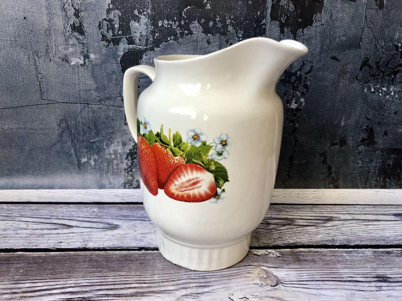 Кувшин керамический Клубника 1,5 л Белый (1292005976) - фото 4
