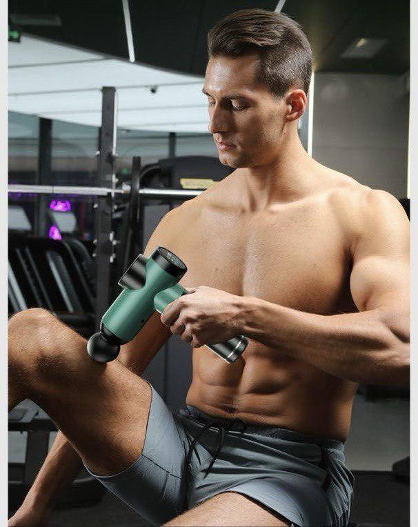 Фітнес-масажер перкусійний 4 насадки 2550 мАг Gray - фото 3 Фітнес-масажер перкусійний 4 насадки 2550 мАг Gray - фото 3