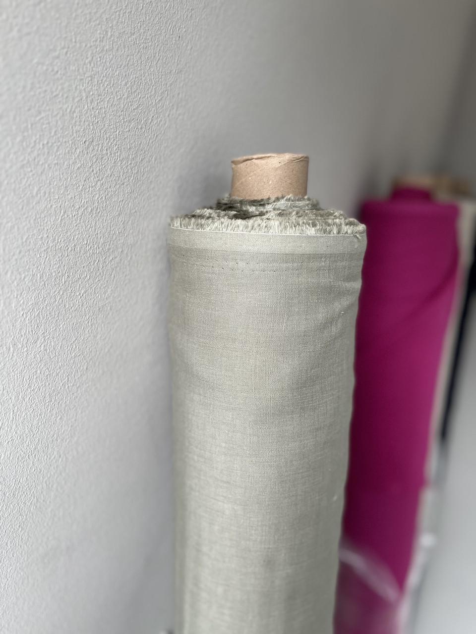 Ткань Linen Plus рубашечная льняная Светло-оливковый 138 - фото 6