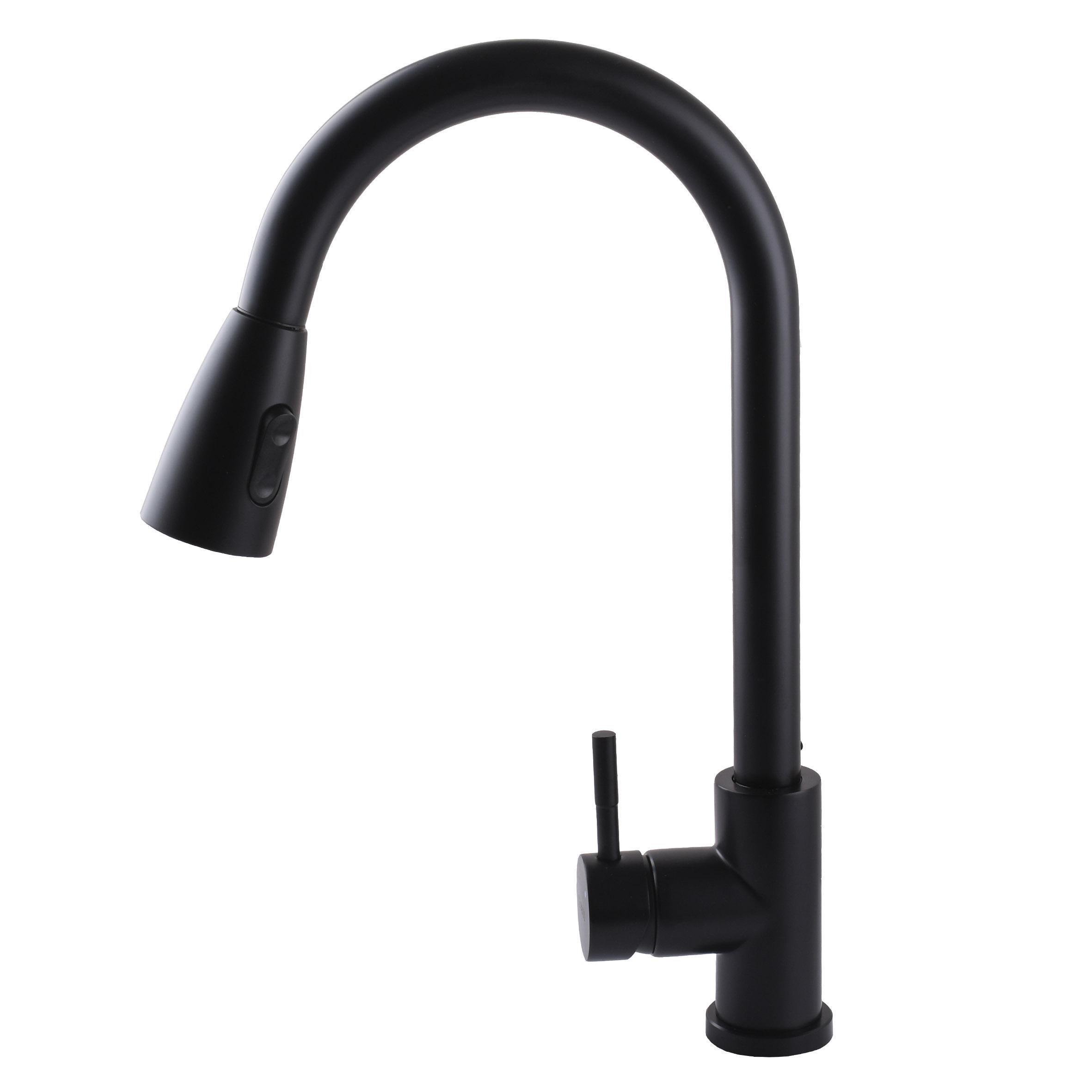 Смеситель для кухни с вытяжной лейкой GLux ALPEN SBT1-2031-BB Черный (26598) - фото 5