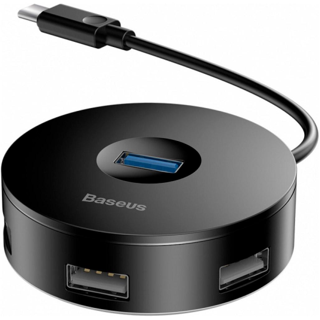 Хаб Baseus Round Box 4-Port USB-C 0,1 м Black (CAHUB-G01) - фото 1