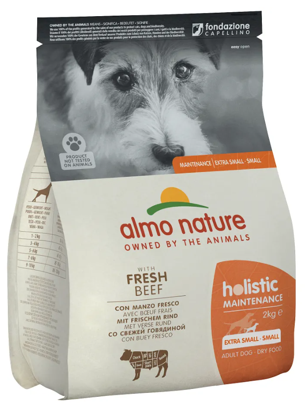 Корм сухий для дорослих собак маленьких порід Almo Nature до Holistic зі свіжою яловичиною 2 кг