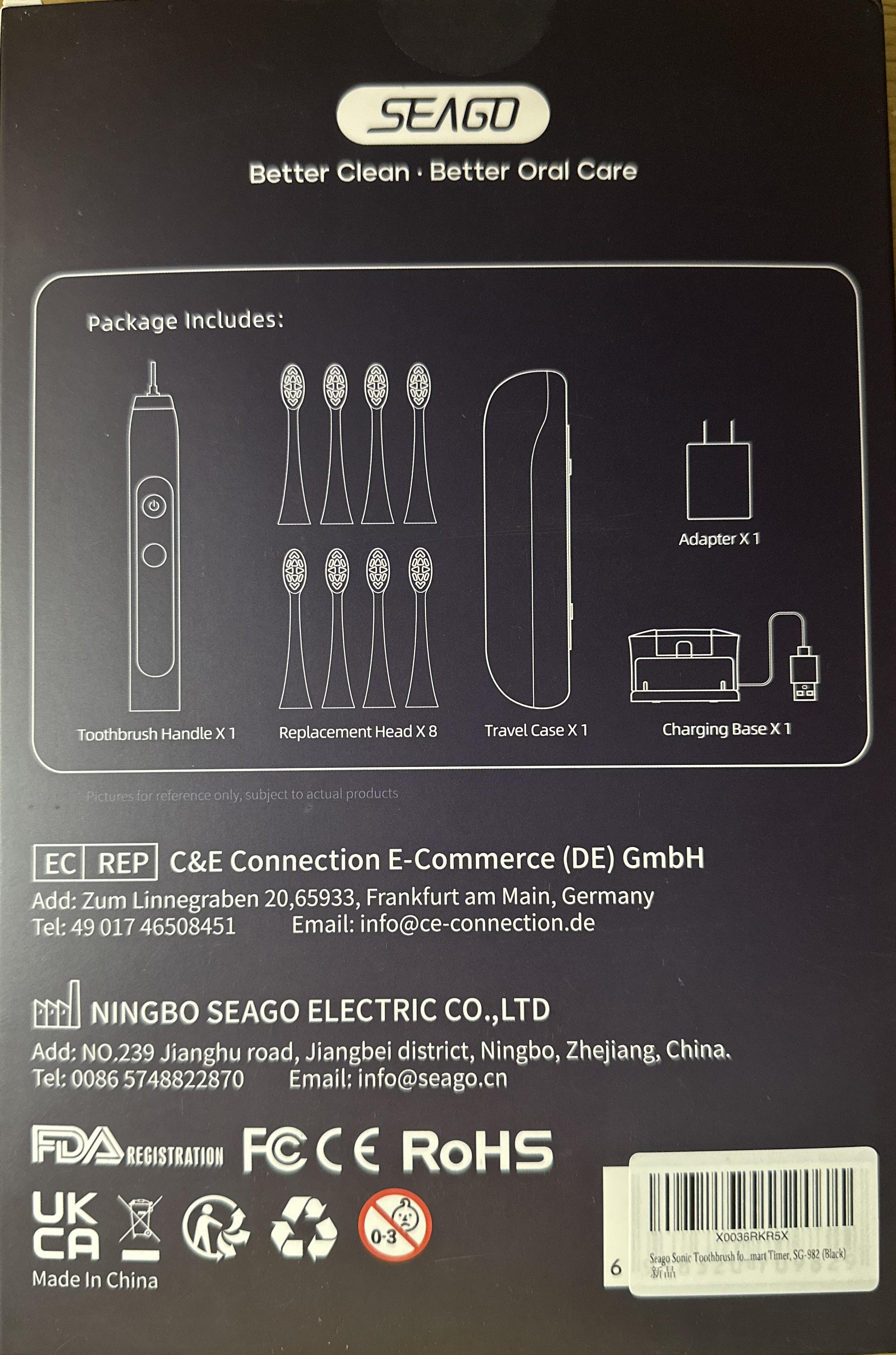 Електрична зубна щітка ультравідбілююча Seago Power Electric Toothbrush SG982 Black (100017) - фото 11