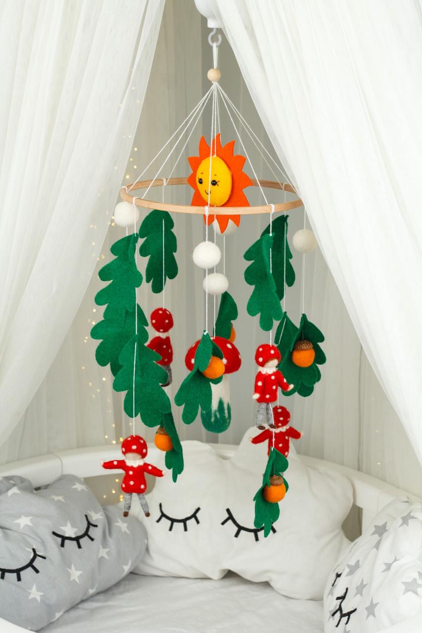 Мобиль детский WooolyWool Мухоморчики (27861075)