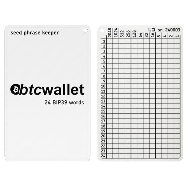 Планшет мнемонічний Lapua Seed Phrase Keeper Btcwallet 24 BIP39 слів 3 шт. (LSPKLBTCW)