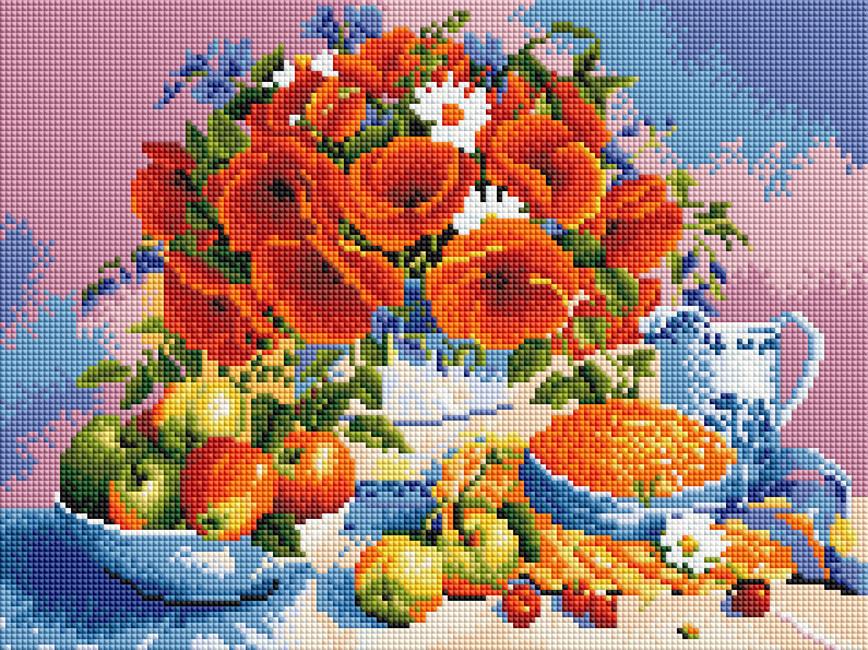 Алмазная мозаика ColorArt Букет маков ST432 30х40 см