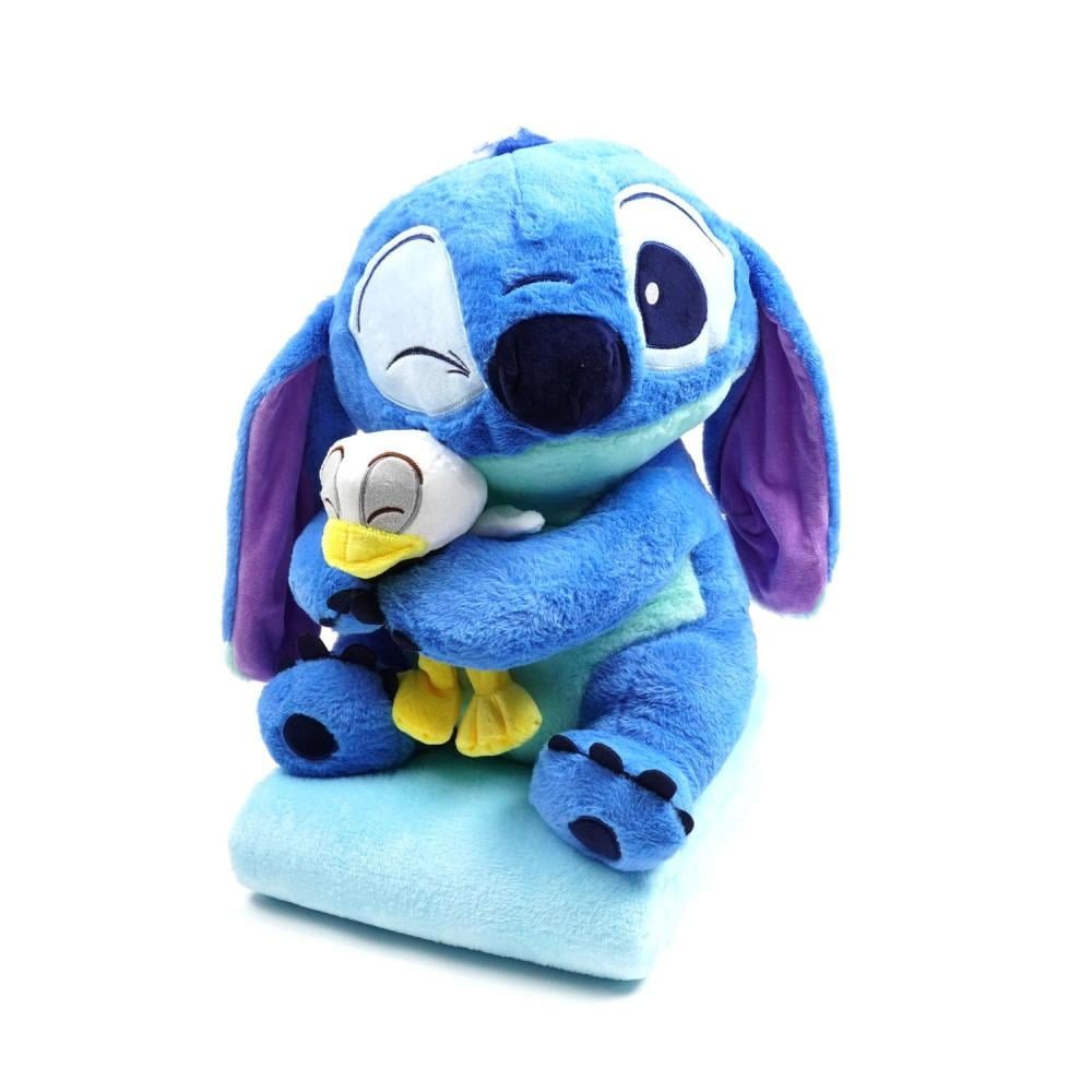 М'яка іграшка Стич з качечкою великий з пледом 3в1 Синій (29477365)