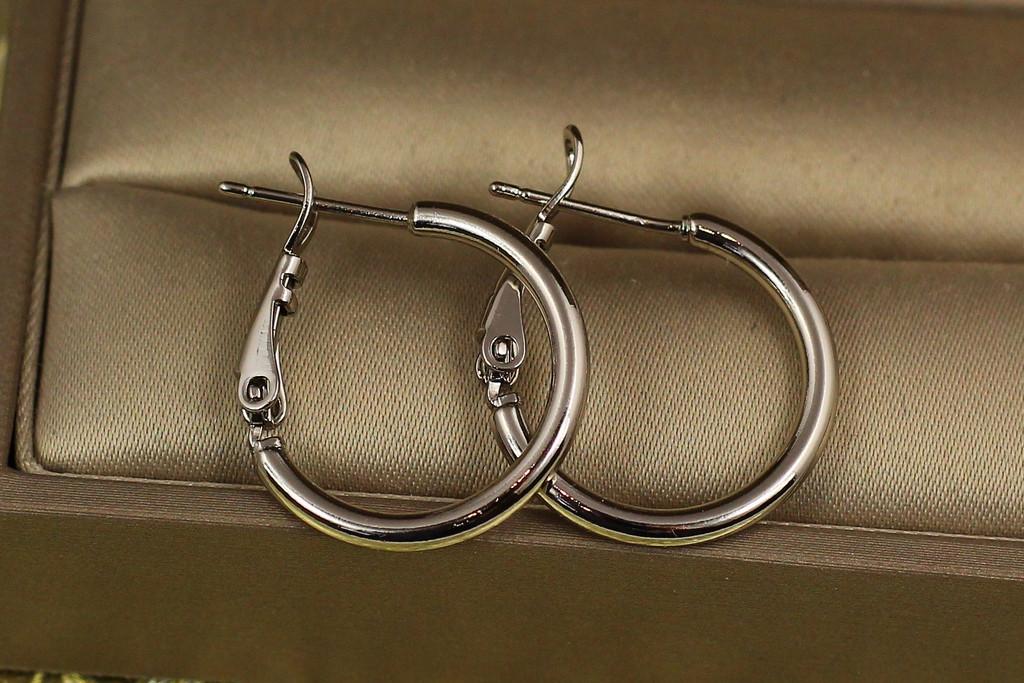 Серьги кольца Xuping Jewelry гладкие 1,7 см Серебристый (2097991577)