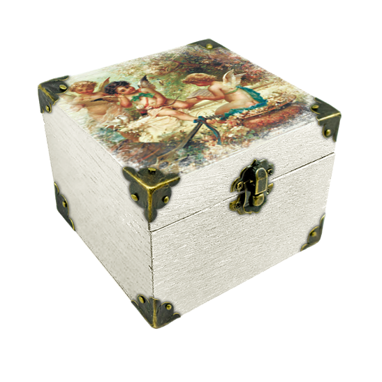 Шкатулка деревянная-эко Прованс Ангелочки 10х10 см Белый (пршк07бф10х10)