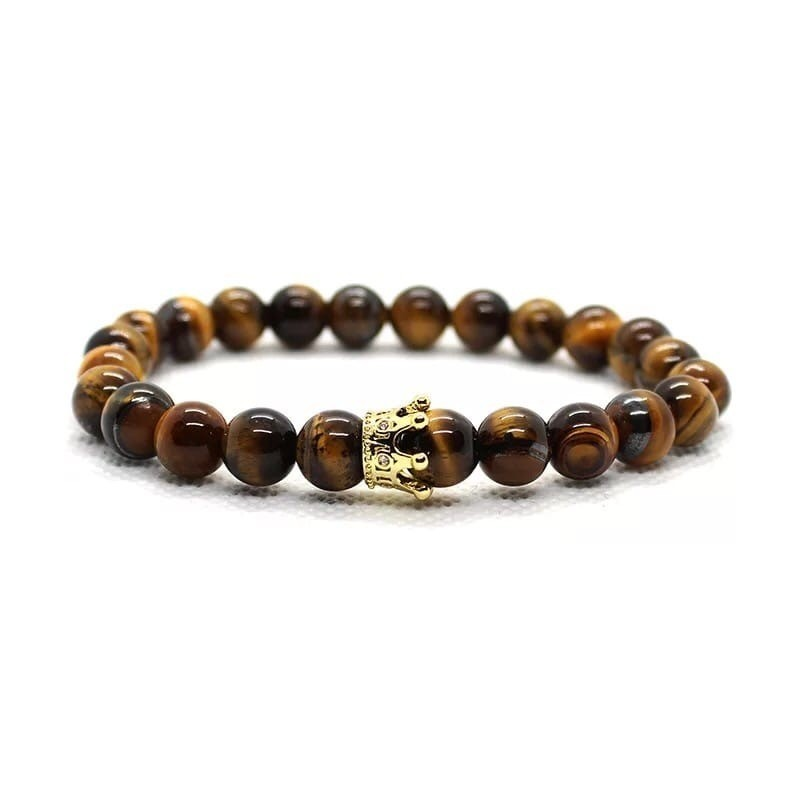 Браслет из тигрового глаза с короной р. 22 Золотой/коричневый (30030) Браслет из тигрового глаза с короной р. 22 Золотой/коричневый (30030)