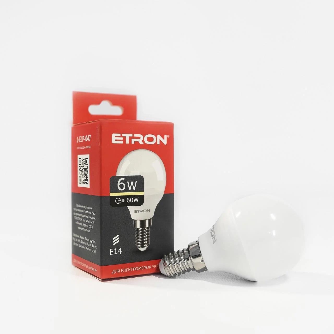 Лампа LED ETRON Light 1-ELP-047 G45 6W 220V E14 3000K