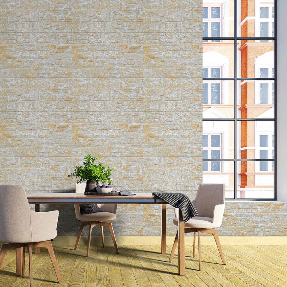 Панель самоклеящаяся декоративная 3D камень рваный кирпич 157 700x770x5 мм Бежевый (SW-00000486) - фото 5 Панель самоклеящаяся декоративная 3D камень рваный кирпич 157 700x770x5 мм Бежевый (SW-00000486) - фото 5