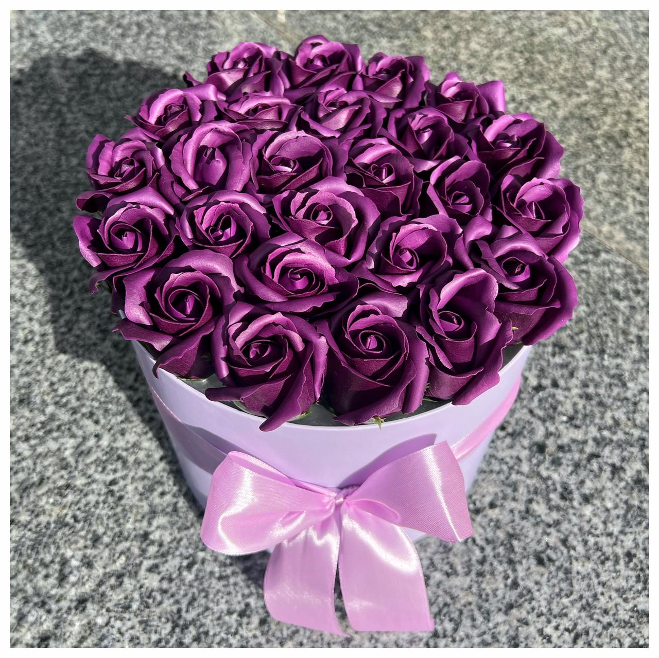 Подарунковий бокс Букет троянд з мила мамі на день народження 23 шт.Фіолетовий (2122059655) - фото 5
