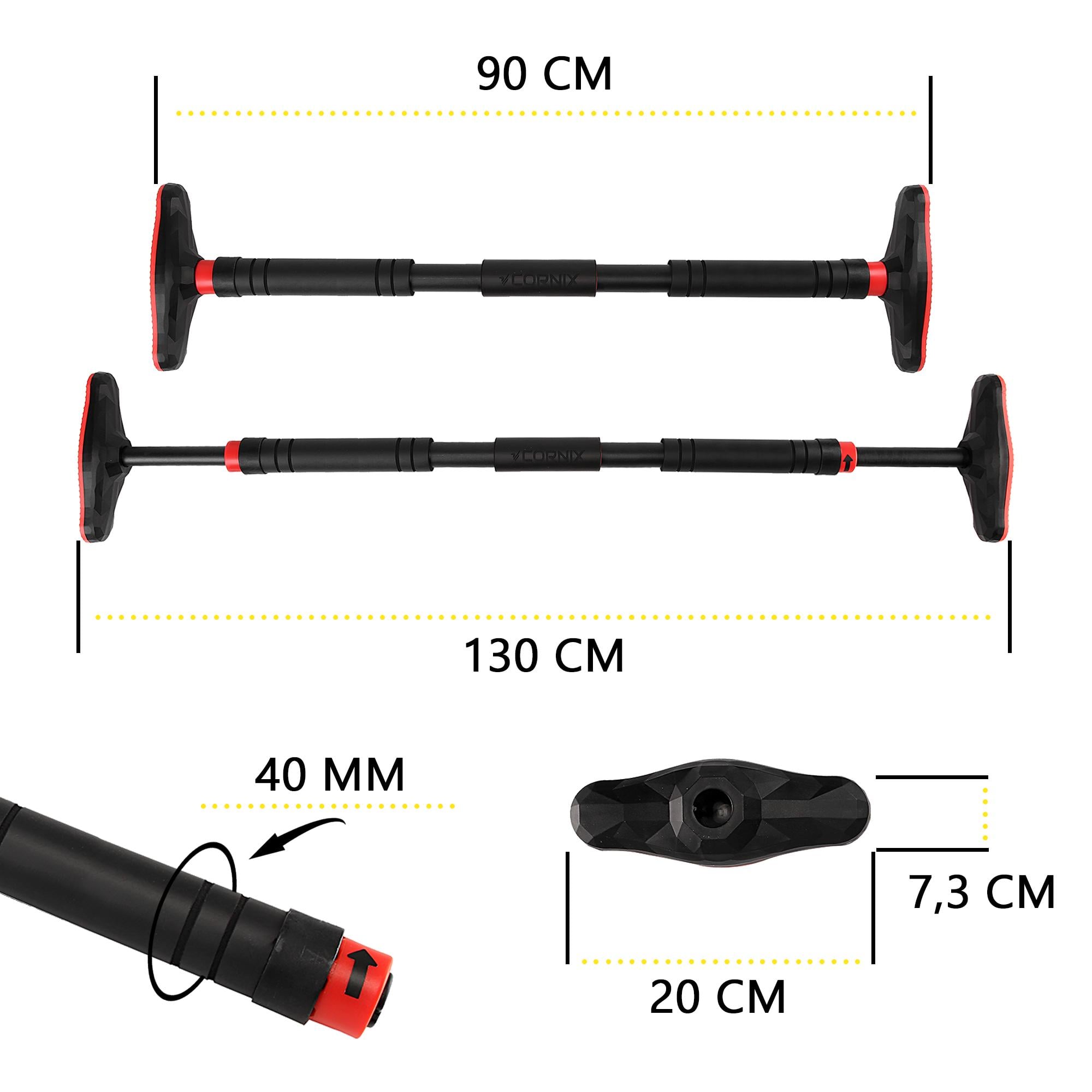 Турнік розсувний Cornix Pro XR-0284 90-130 см Black/Red (25802675) - фото 2