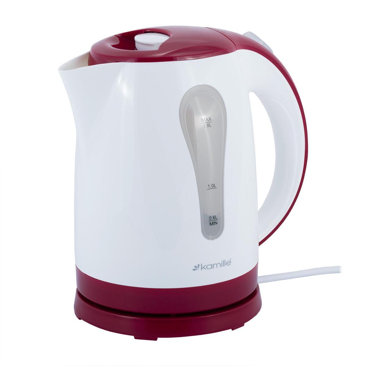 Чайник электрический Kamille KM 1715R пластиковый 1,8 л Белый/Красный (106-84-1715R)