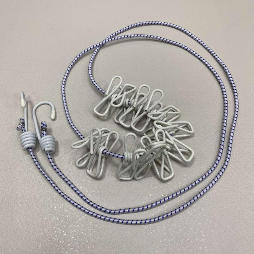 Мотузка для білизни A-Plus 1838 з прищіпками Білий з синім (2134247782)