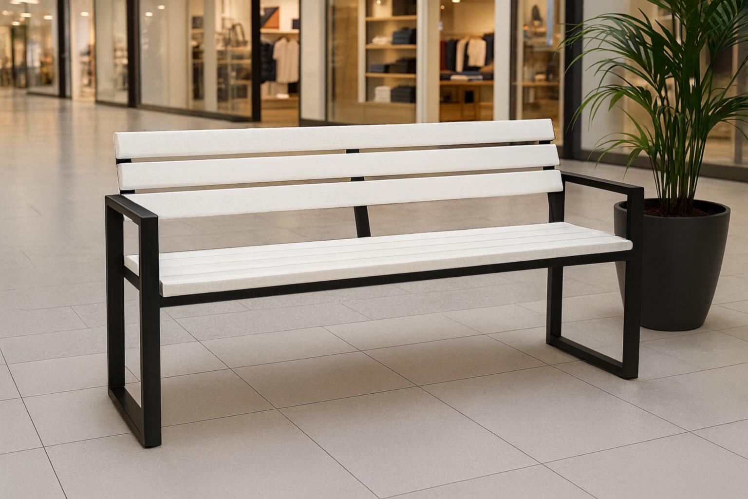 Скамейка садовая ТЕБИ ШО модерн люкс ПВХ 1614х838х545 мм Бело-черный