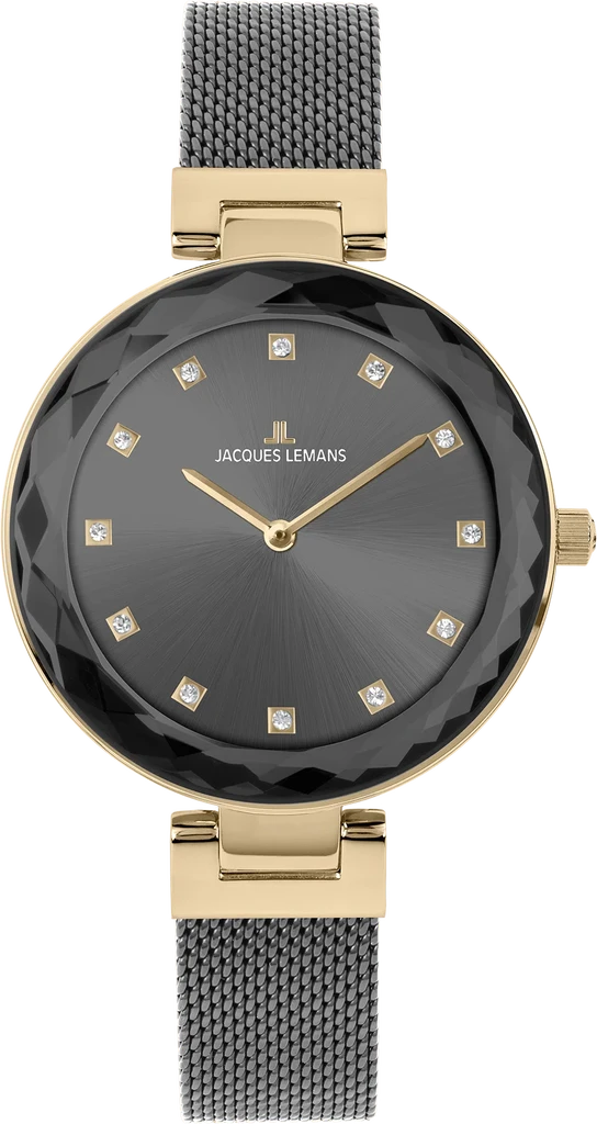 Наручные часы женские Jacques Lemans Milano 1-2139E со стальным корпусом WR 50 м и черным циферблатом