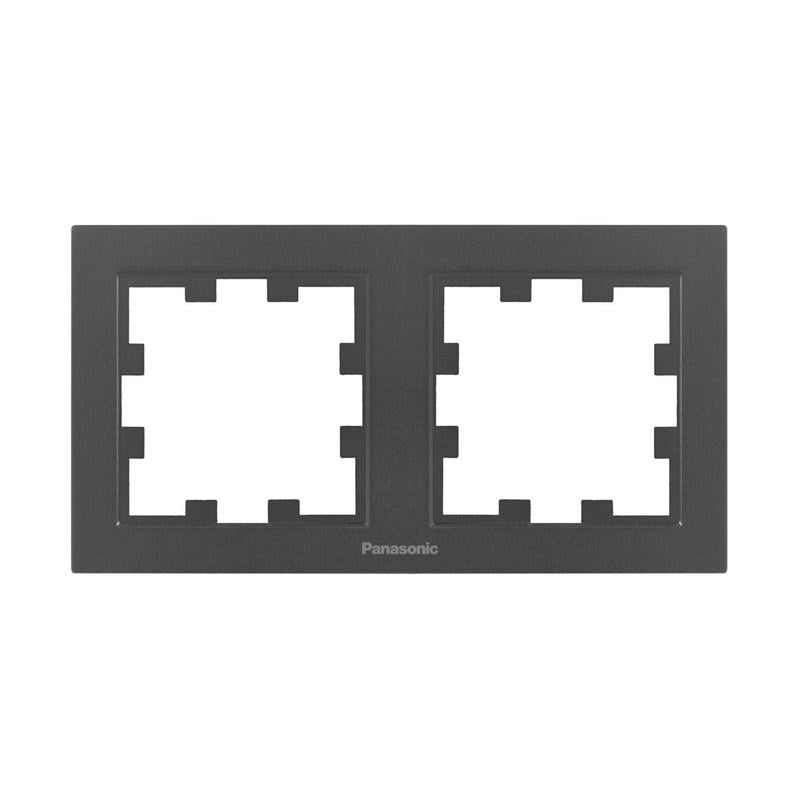 Рамка для розеток двухместная Panasonic Karre Plus 55 ABS горизонтальная Дымчатый (WDTF08022DG-UA1) - фото 1