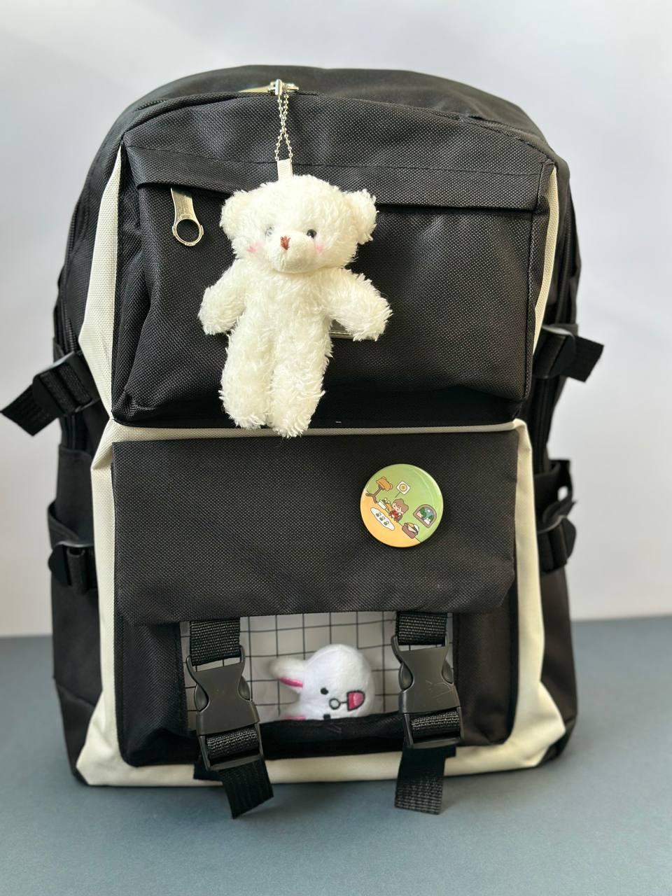 Комплект школьный рюкзак/сумка/клатч/брелок/карман с игрушками Черный (27795689) - фото 5