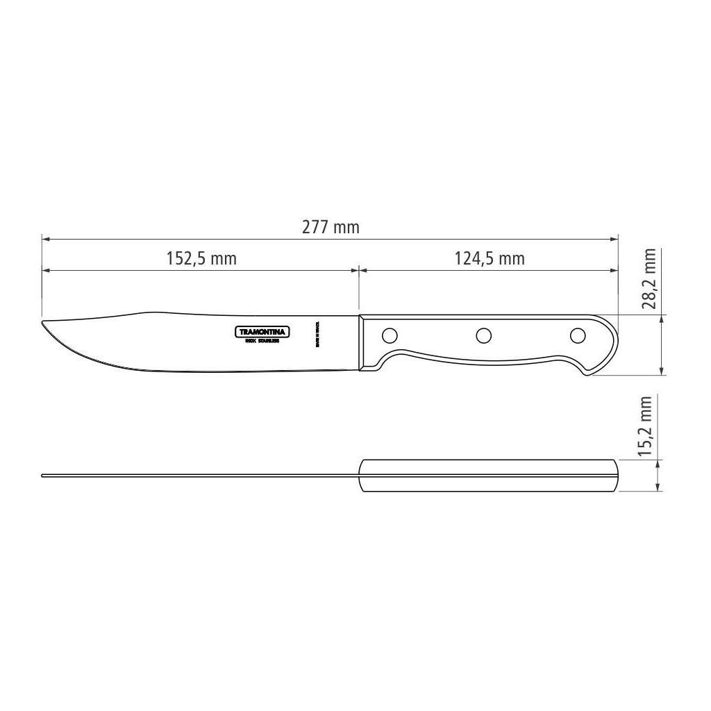 Кухонний ніж Tramontina Polywood Meat червоне дерево 152 мм (21126/176) - фото 2