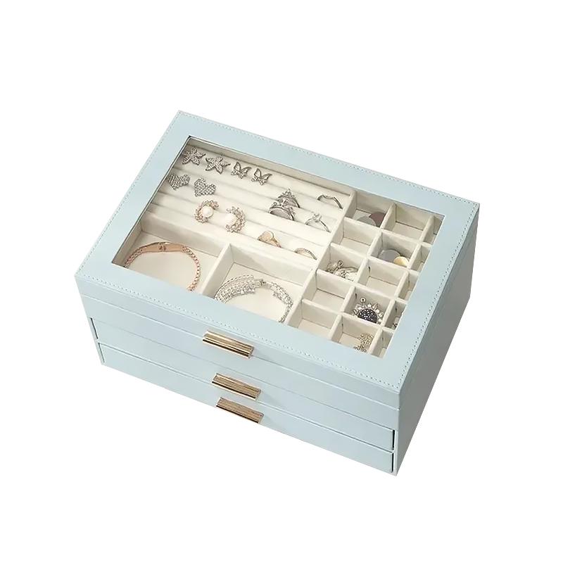 Шкатулка Casegrace SP-01223 для украшений и ювелирных изделий трехуровневая 26,5х18х13,5 см Blue