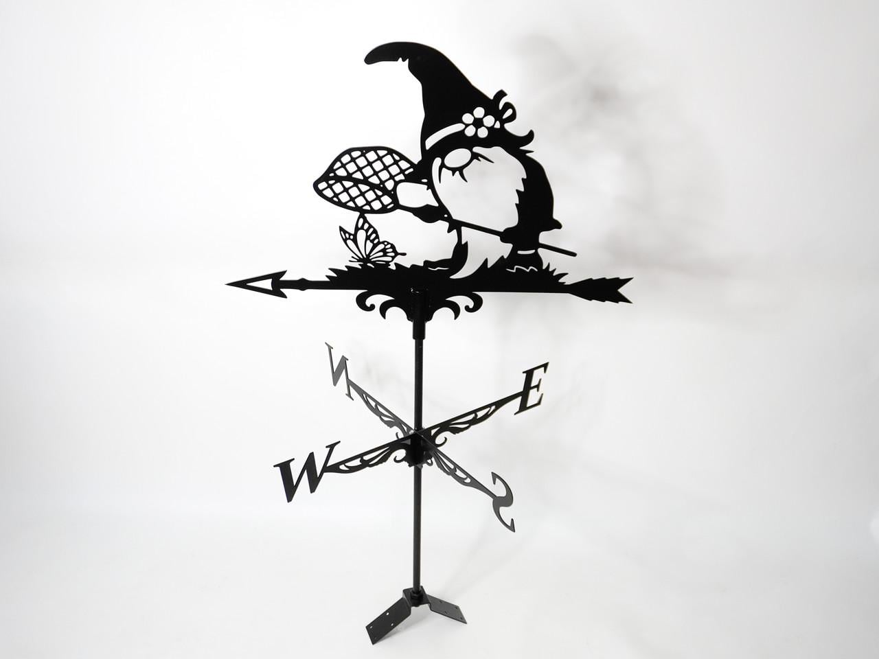 Флюгер большой на крышу Гном с сачком на на высокий дом 135x85 см (1192439)