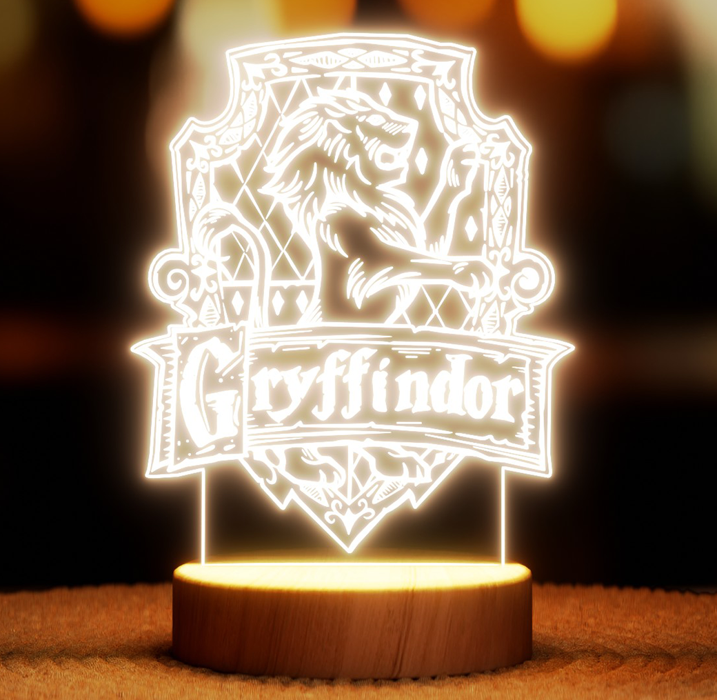 Ночник-светильник Lampic Гриффиндор USB дерево/акрил 15х22 см Желтый (32377434)