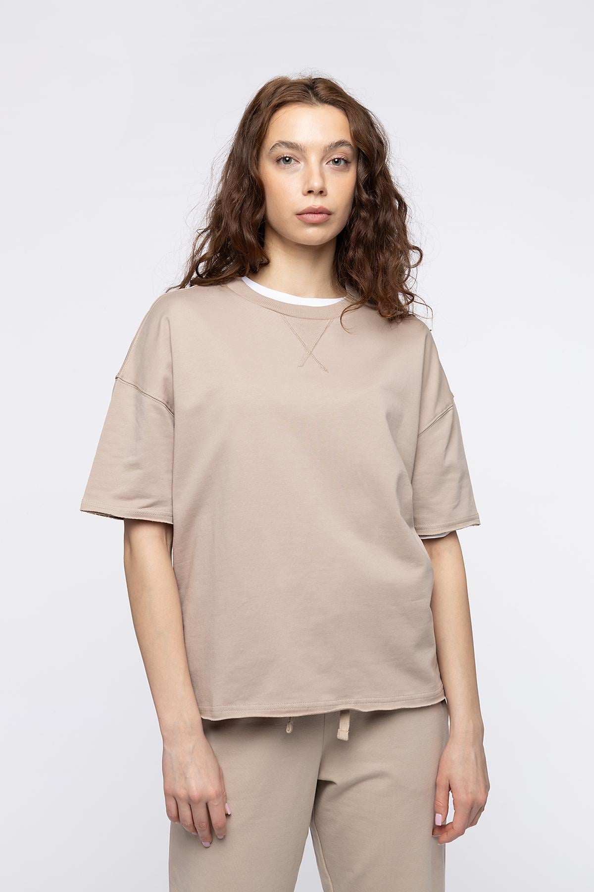 Футболка с коротким рукавом женская Yuki ЦБ-00291439 р. 50 Бежевый (SKT001304339)