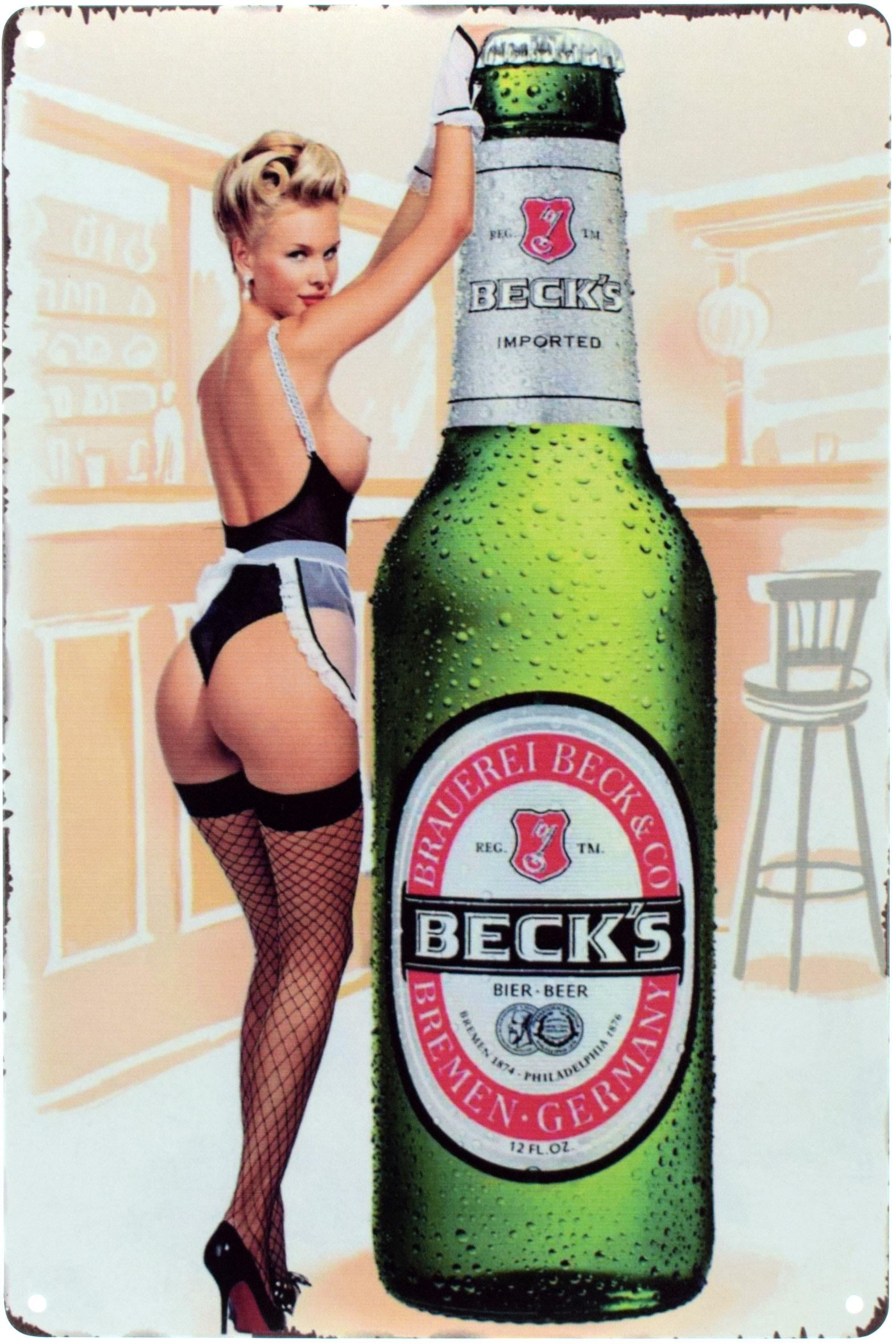 Табличка металлическая Beck's Pin Up 20x30 см